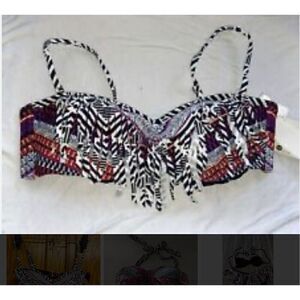 Roxy NWT Aztec Fringe Bandeau Bikini Top, S